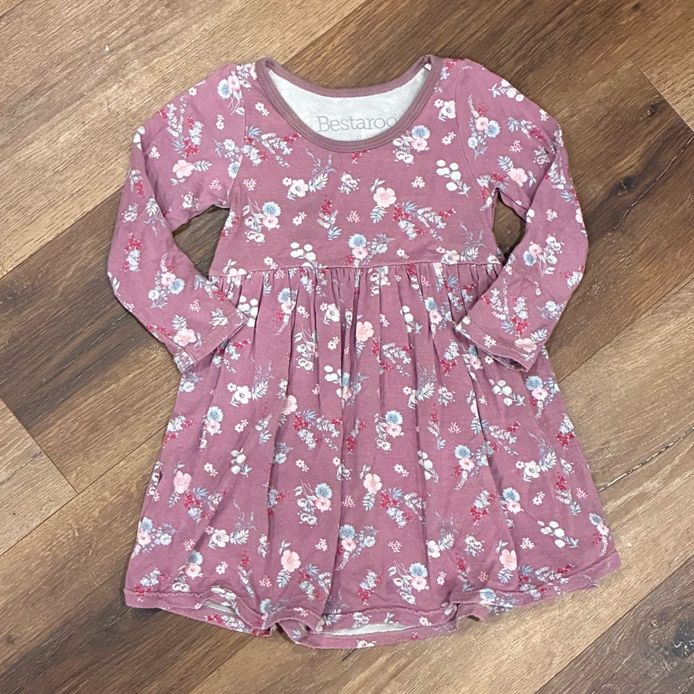 Bestaroo Purple Floral Long Sleeve Modal Dress Spring Summer Outfit Play 3T